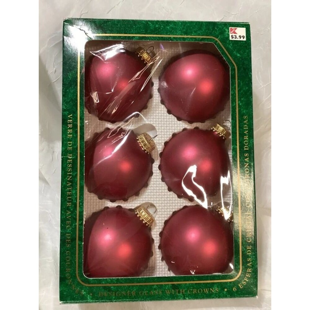 Krebs Vintage Glass Christmas Balls in Original Box Set of Six